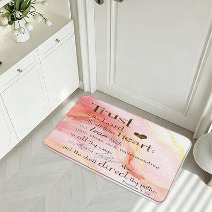 Marble and Inspirational Quotes Bath Rugs Flannel Mat 17.71 x 29.52 Inch