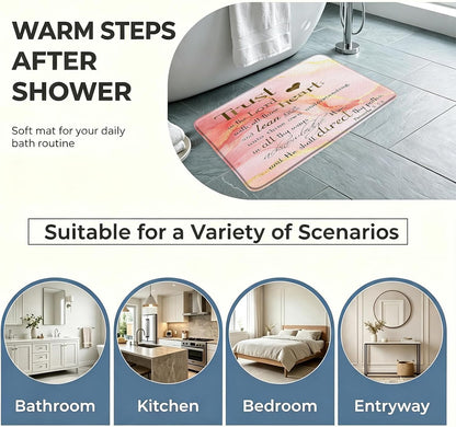 Marble and Inspirational Quotes Bath Rugs Flannel Mat 17.71 x 29.52 Inch