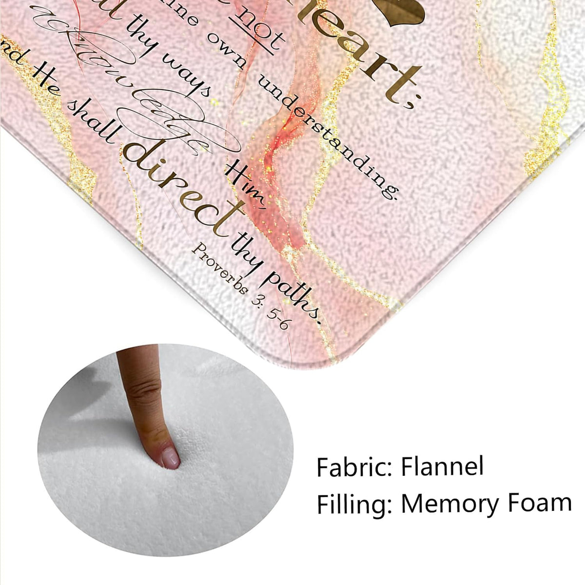 Marble and Inspirational Quotes Bath Rugs Flannel Mat 17.71 x 29.52 Inch