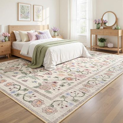 5x7 Pink Floral Large Area Rug Modern