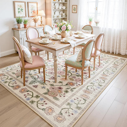 5x7 Pink Floral Large Area Rug Modern