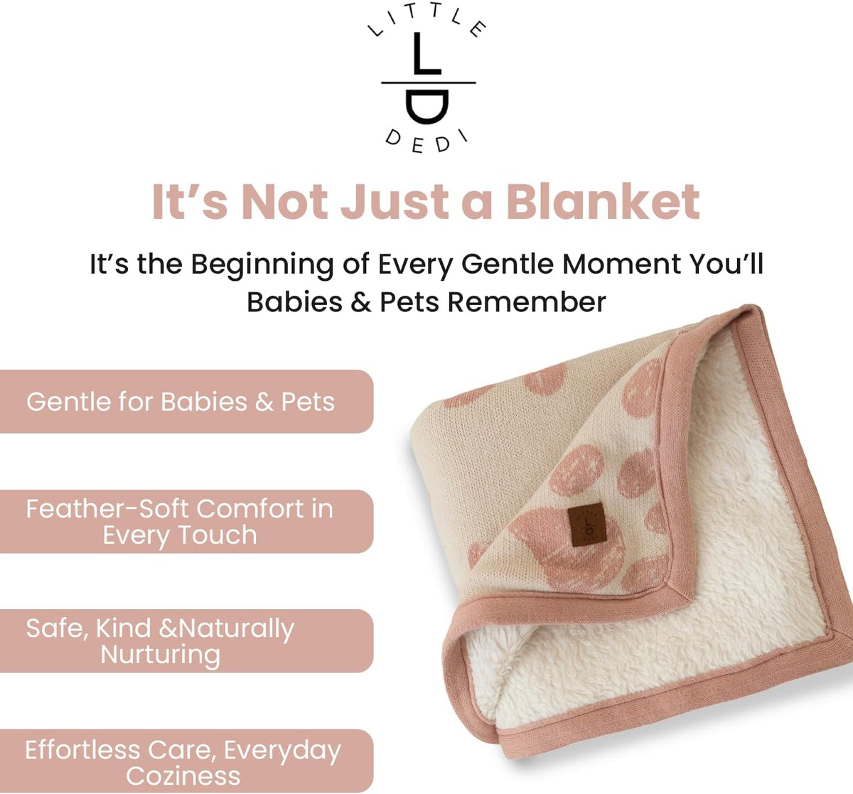 Baby & Pet Blanket, Cotton Sherpa, Pink Beige, 30x40 in