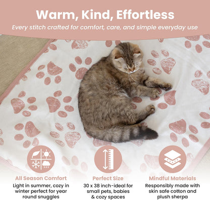 Baby & Pet Blanket, Cotton Sherpa, Pink Beige, 30x40 in