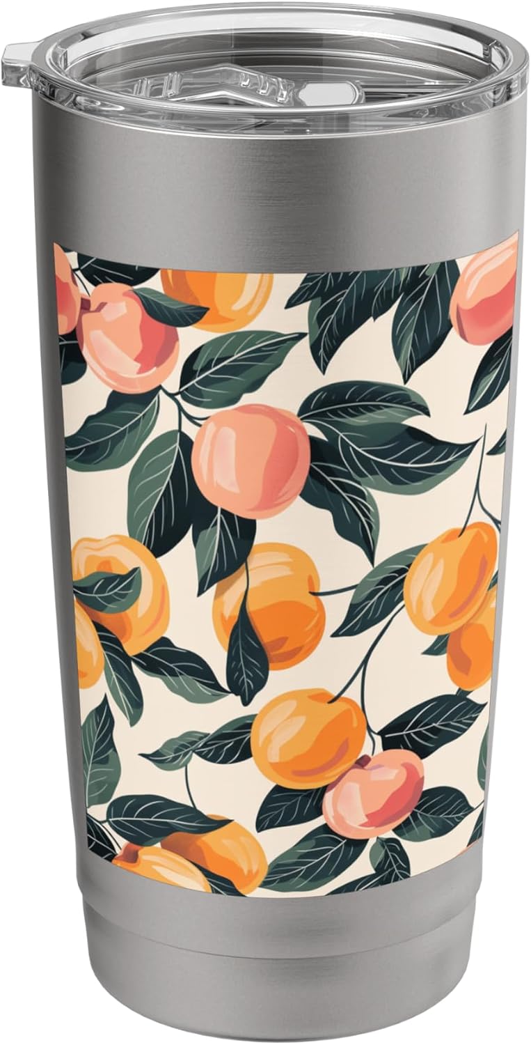 Cute Peach Fruit Pattern Art Stainless Steel Insulated Tumbler