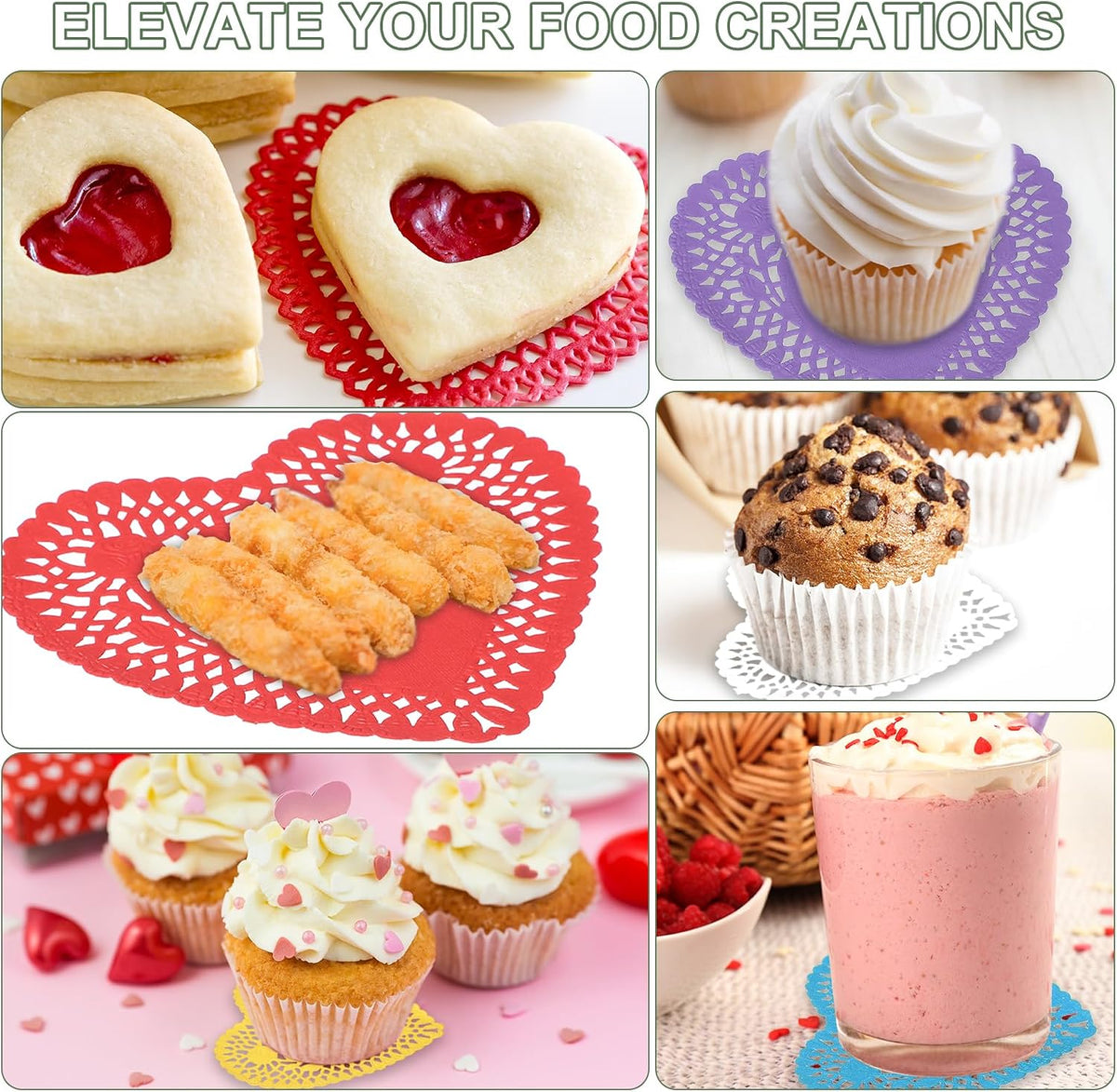 Paper Doilies, Heart Paper Lace Doilies Disposable Placemats Modern Tableware Decorative Bulk -Fitting for (Cakes/Desserts/Baked Grilled Fried Food) 6 Inch & 100 Pack & Pink