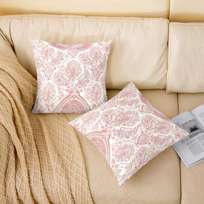 Victorian Style Pillow Covers 20x20 Inch Set of 2 3D Pink Beige Retro Floral Pillow Cases for Girls Teens Adults Women Dreamy European Style Flowers Print Cushion Covers for Living Room Couch