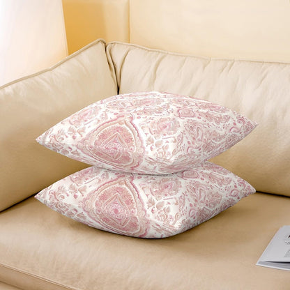 Victorian Style Pillow Covers 20x20 Inch Set of 2 3D Pink Beige Retro Floral Pillow Cases for Girls Teens Adults Women Dreamy European Style Flowers Print Cushion Covers for Living Room Couch