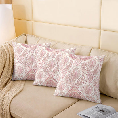 Victorian Style Pillow Covers 20x20 Inch Set of 2 3D Pink Beige Retro Floral Pillow Cases for Girls Teens Adults Women Dreamy European Style Flowers Print Cushion Covers for Living Room Couch