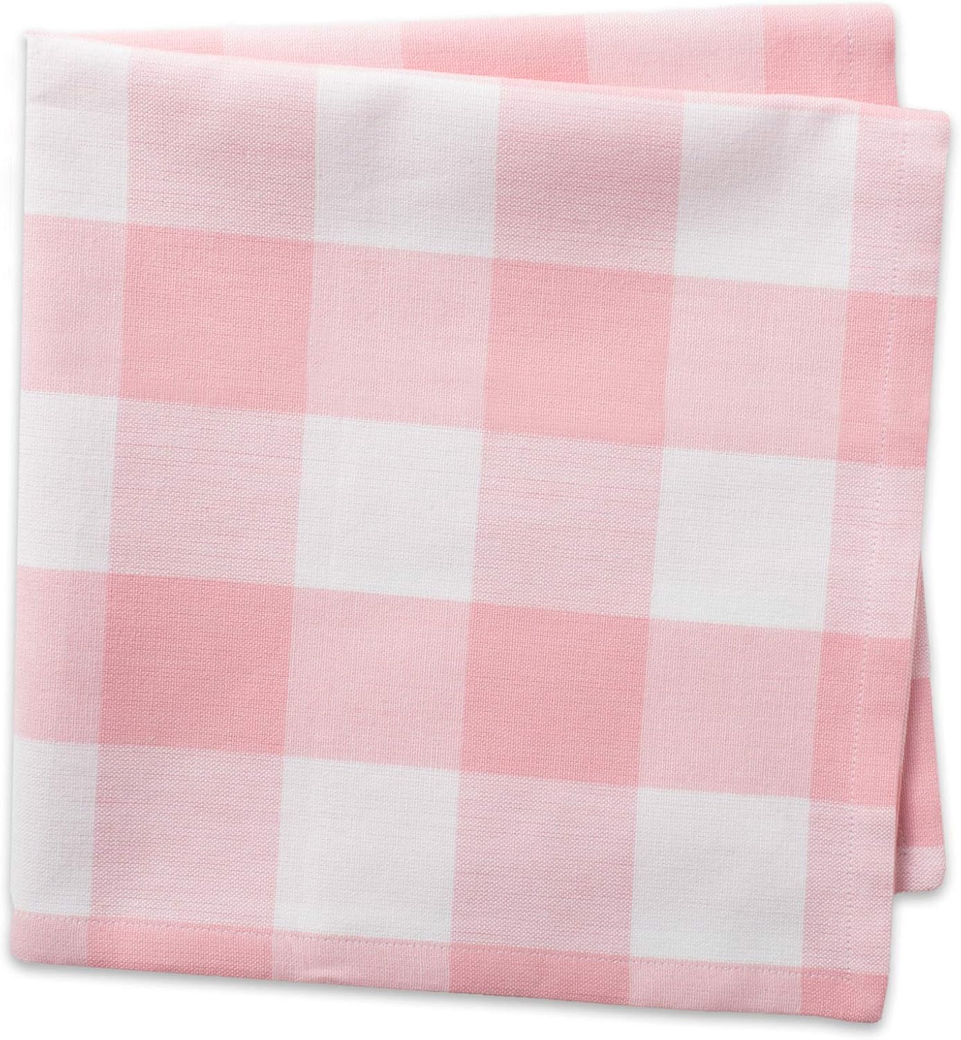 DII Buffalo Check Collection, Classic Farmhouse Cloth Napkin Set, 20x20, Pink & White, 6 Piece