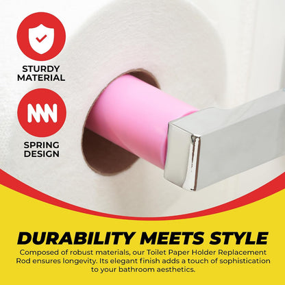 Pink Universal Plastic Spring Loaded Toilet Paper Roll Holder Replacement Rod, Pink Toilet Paper Roll Replacement Rod