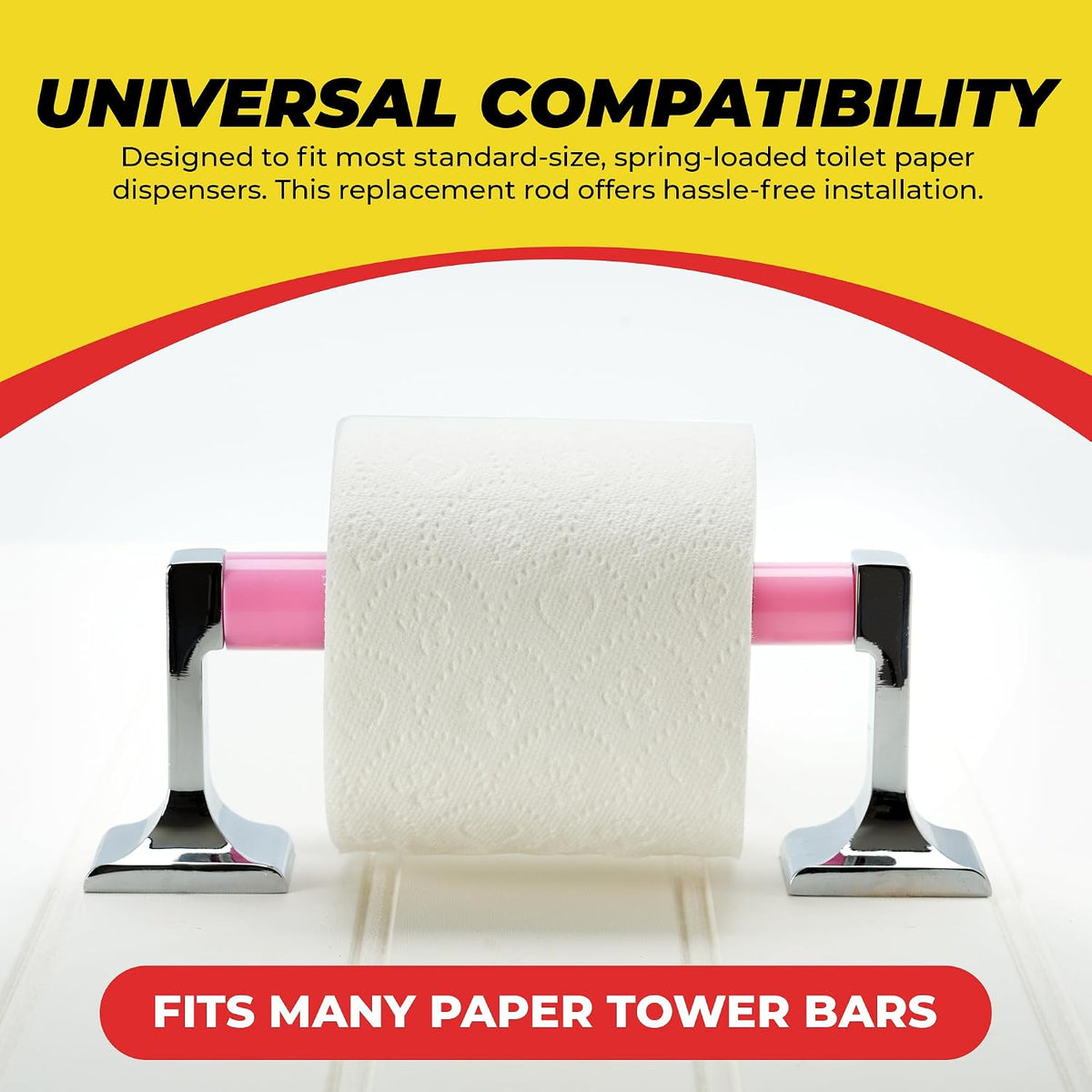Pink Universal Plastic Spring Loaded Toilet Paper Roll Holder Replacement Rod, Pink Toilet Paper Roll Replacement Rod