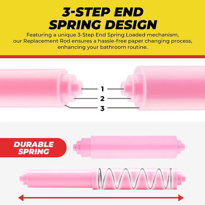 Pink Universal Plastic Spring Loaded Toilet Paper Roll Holder Replacement Rod, Pink Toilet Paper Roll Replacement Rod