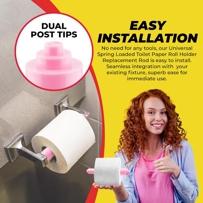 Pink Universal Plastic Spring Loaded Toilet Paper Roll Holder Replacement Rod, Pink Toilet Paper Roll Replacement Rod