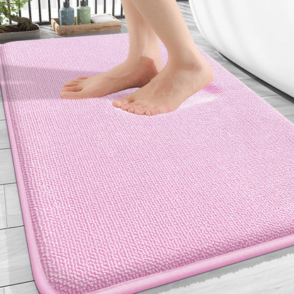 Thick Memory Foam Bathroom Rugs 30x20, Soft Absorbent Bath Mat, Pink