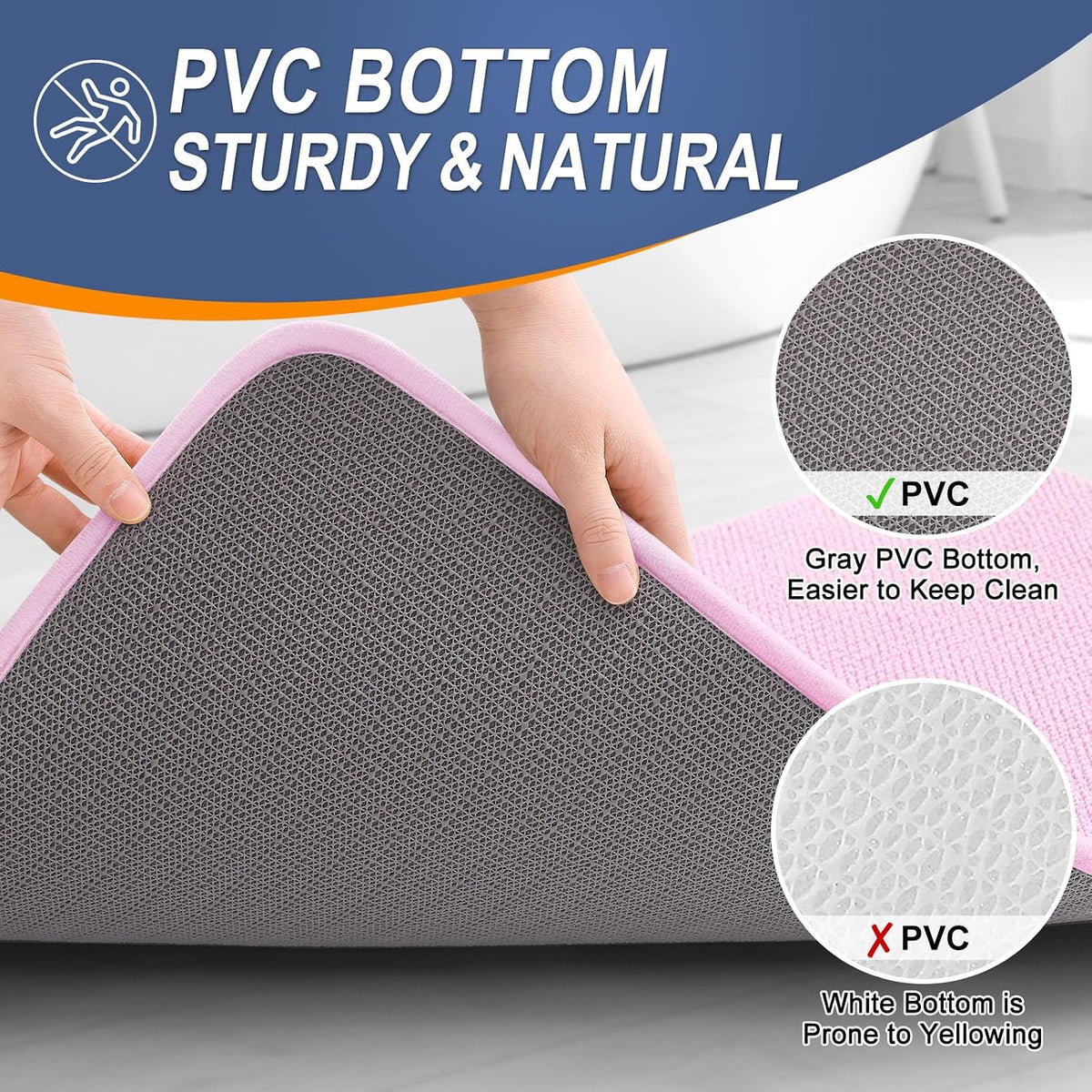 Thick Memory Foam Bathroom Rugs 30x20, Soft Absorbent Bath Mat, Pink