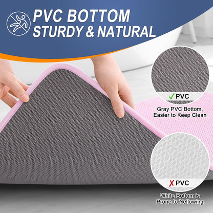 Thick Memory Foam Bathroom Rugs 30x20, Soft Absorbent Bath Mat, Pink