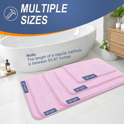 Thick Memory Foam Bathroom Rugs 30x20, Soft Absorbent Bath Mat, Pink