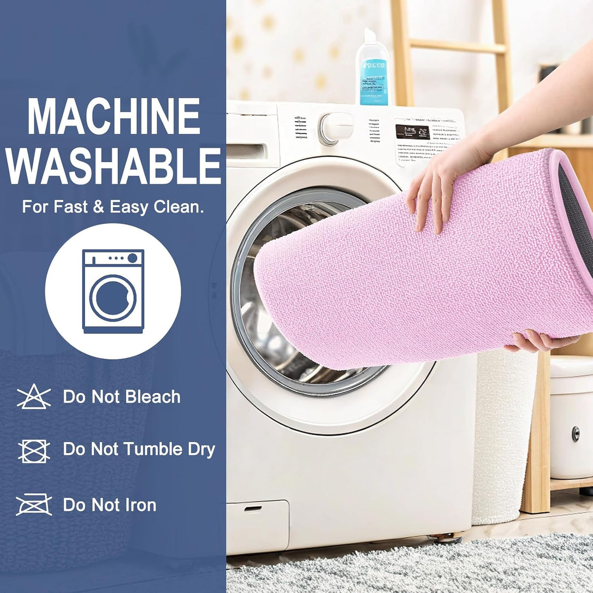 Thick Memory Foam Bathroom Rugs 30x20, Soft Absorbent Bath Mat, Pink