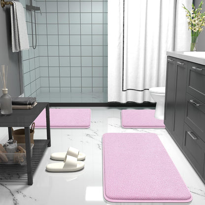 Thick Memory Foam Bathroom Rugs 30x20, Soft Absorbent Bath Mat, Pink
