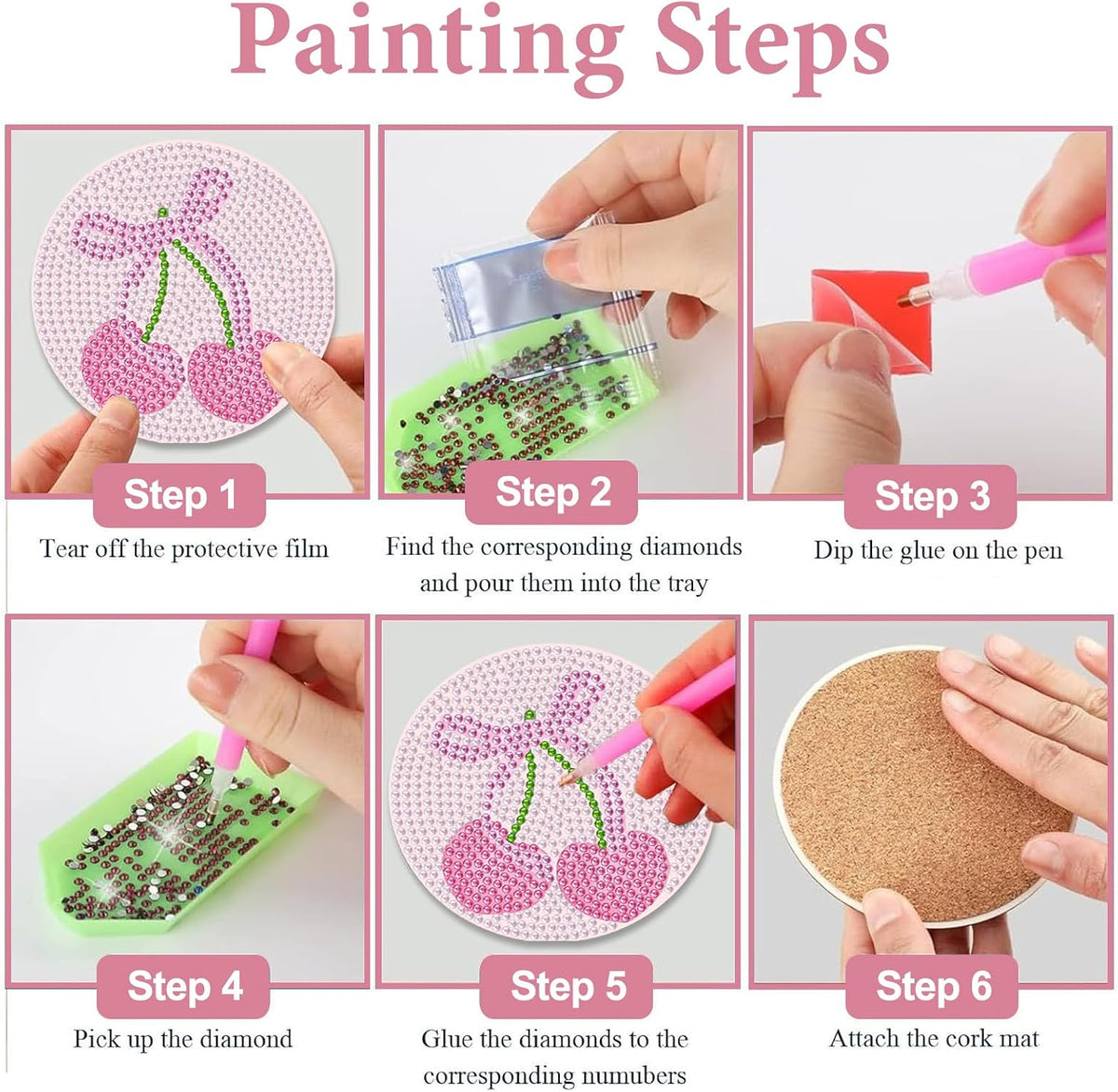 8 Pcs Coquette Diamond Art Coasters Kits, Diamond Painting Coasters Kits