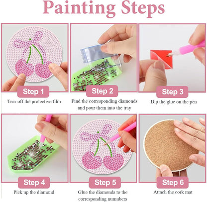 8 Pcs Coquette Diamond Art Coasters Kits, Diamond Painting Coasters Kits
