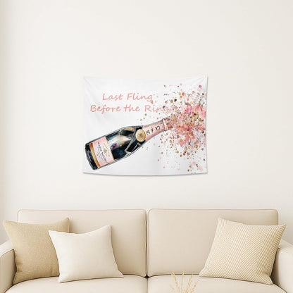 Sparkling Wine Floral Tapestry, Peach Confetti Wall Hanging for Bachelorette Party, Chic Decorative Room Décor, Fun Bedroom & Living Room Aesthetic 40x30 Inch