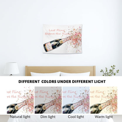 Sparkling Wine Floral Tapestry, Peach Confetti Wall Hanging for Bachelorette Party, Chic Decorative Room Décor, Fun Bedroom & Living Room Aesthetic 40x30 Inch