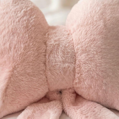 Pink Bow Pillow - Aesthetic Coquette Bowknot Decorative Pillow for Bedroom, Cute Velvet Ribbon Knot Cushion for Girls Room Decor, Large 16x13in Soft Plush Throw Pillow for Bed or Sofa