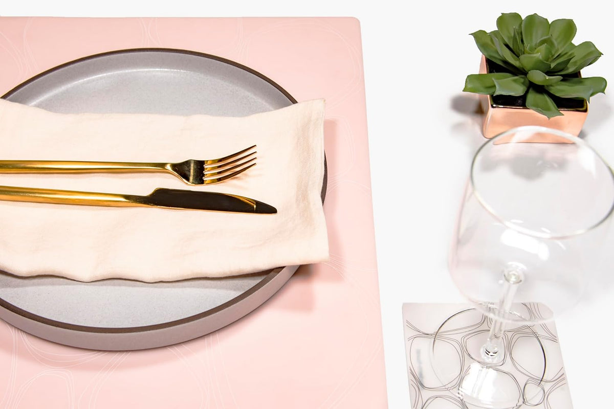 14 x 16 Rectangular Silicone Placemat, Pebble Print in Blush, 1 Count
