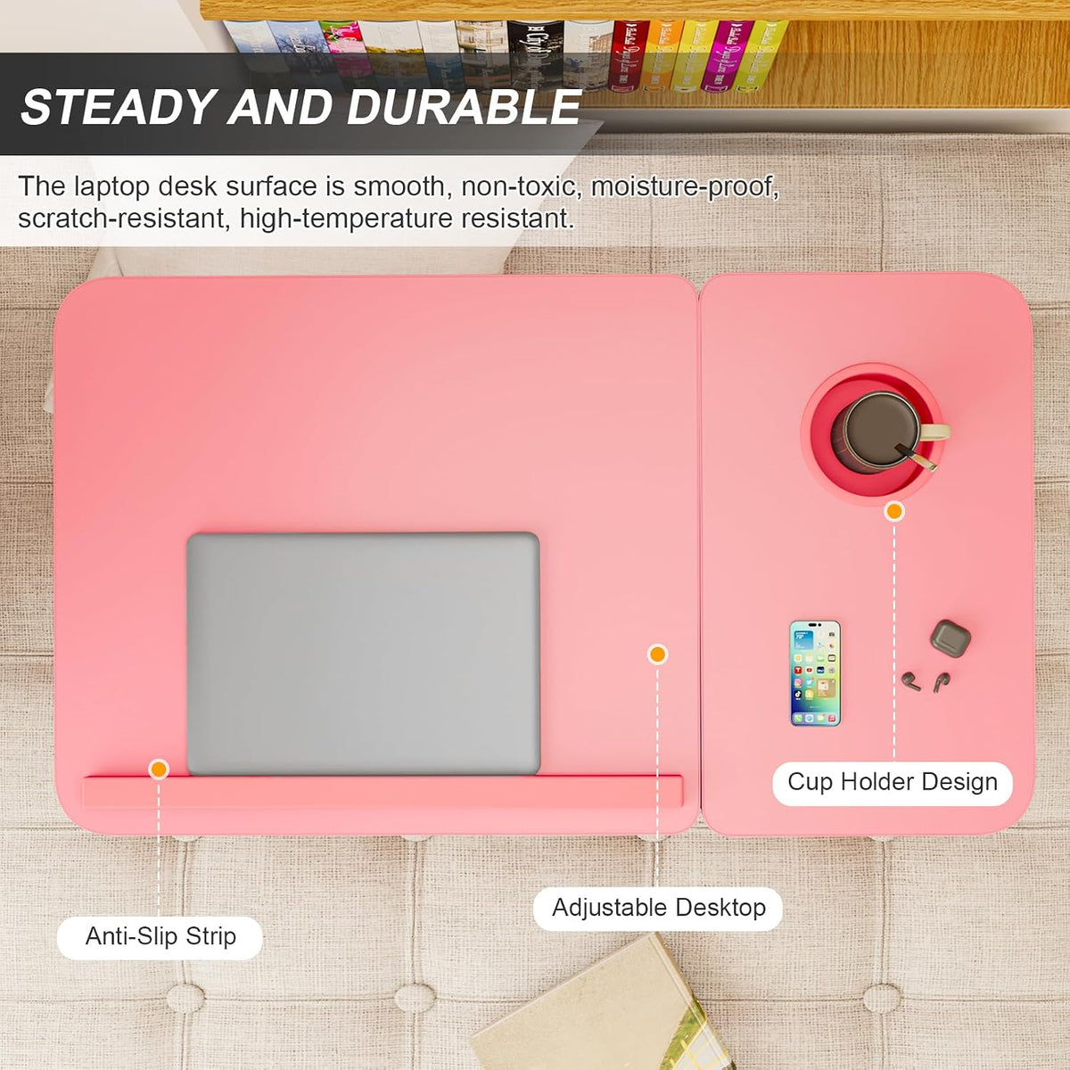 Adjustable Laptop Desk for Bed with 5 Angles