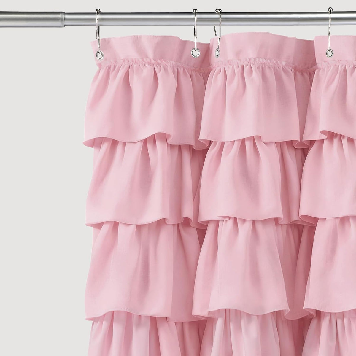 Pink Ruffle Shower Curtains for Bathroom Cute 72" W x 72" L