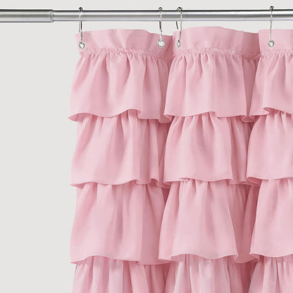 Pink Ruffle Shower Curtains for Bathroom Cute 72" W x 72" L