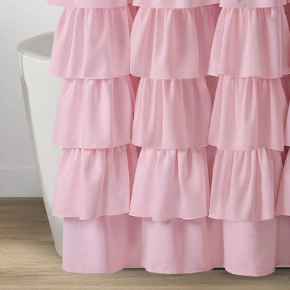 Pink Ruffle Shower Curtains for Bathroom Cute 72" W x 72" L