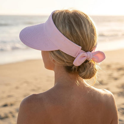2 Pack Women's Wide Brim Sun Hat with Ponytail, Zip Off Packable Visor Hat UV Protection for Beach Golf Gardening