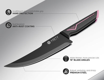 15 PCS Knife Set with Block and Sharpener, Dishwasher Safe, Pink