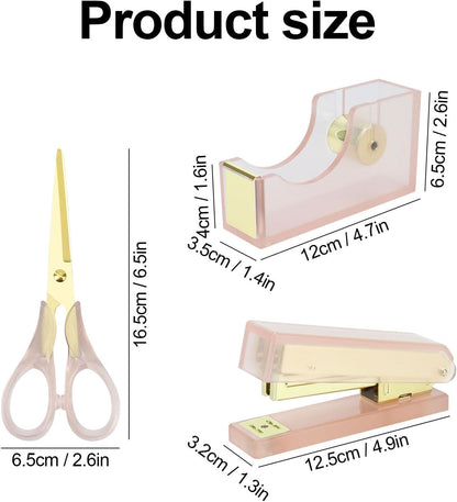 Pink Gold Office Supplies Set - Desk Accessories Kit