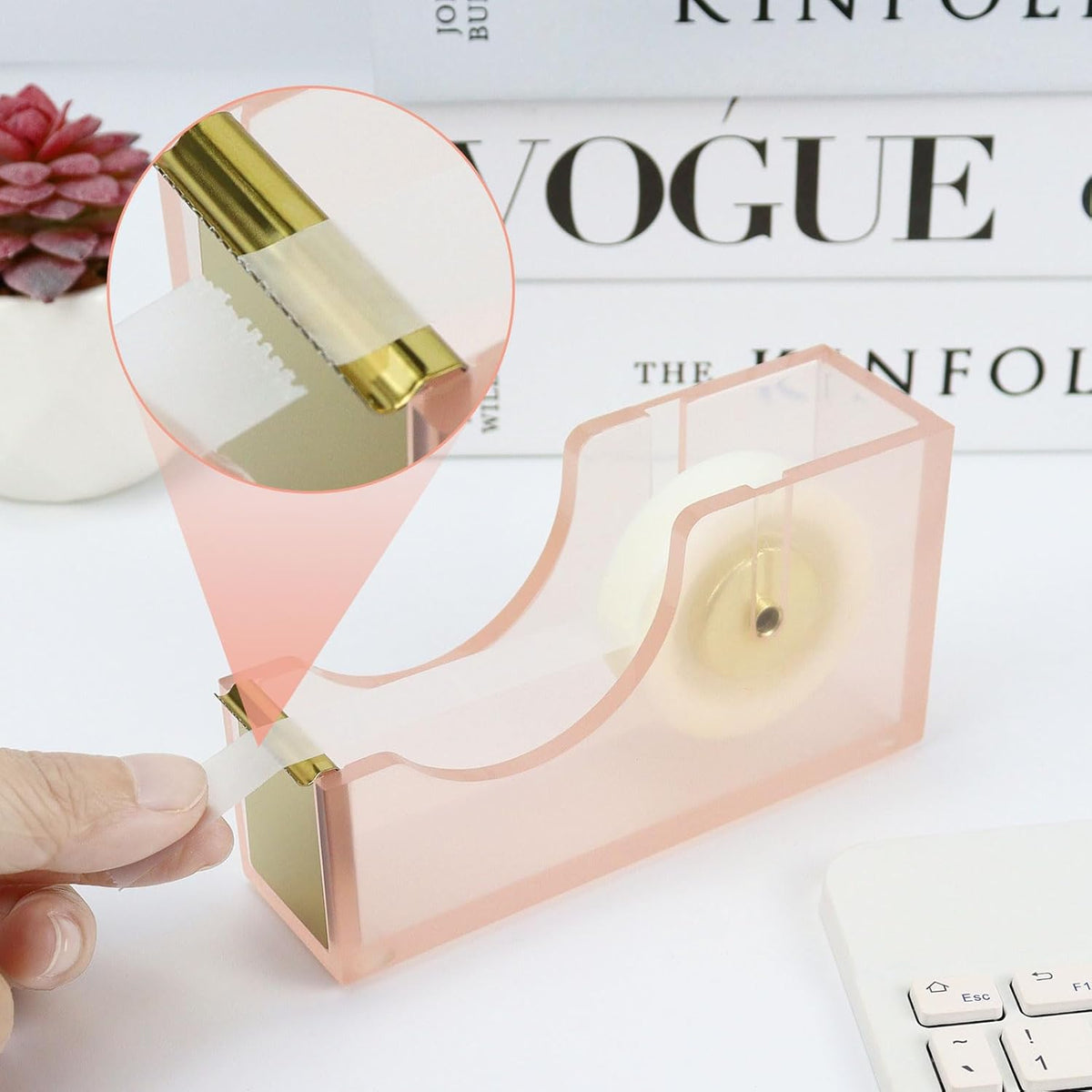 Pink Gold Office Supplies Set - Desk Accessories Kit