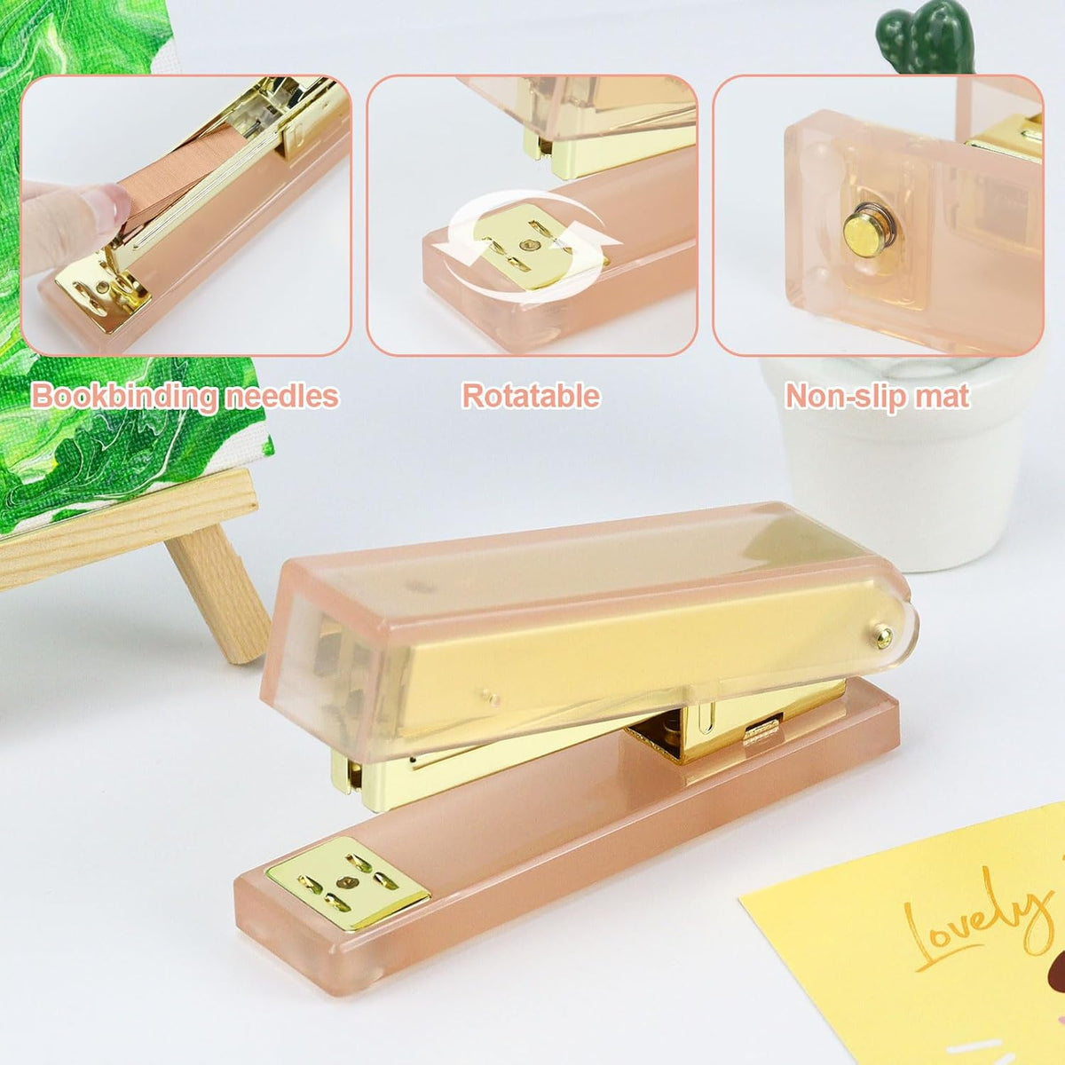 Pink Gold Office Supplies Set - Desk Accessories Kit