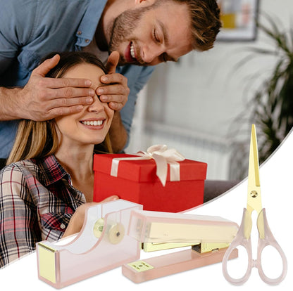 Pink Gold Office Supplies Set - Desk Accessories Kit