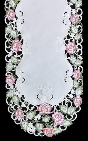 H7538-RS Victorian Rose & Pink Oblong Table Cloth- 68 x 126 in.
