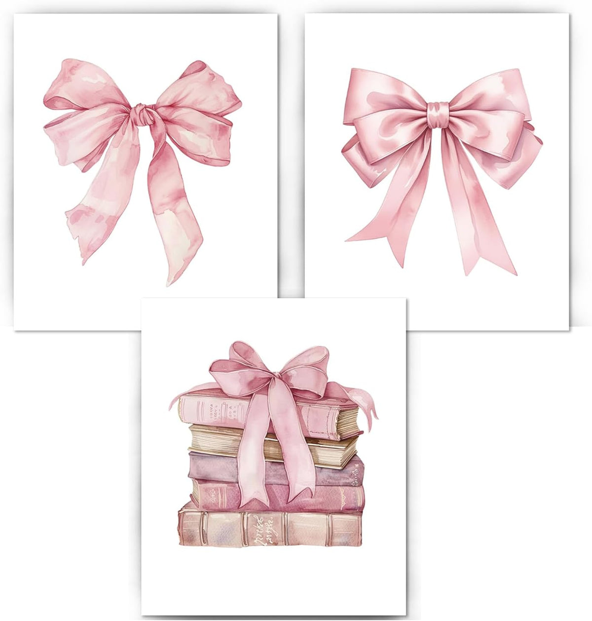 Pink Coquette Bow Diamond Art Kits 3 Pack, Preppy Pink Ribbon Bow Book Aesthetic DIY Diamond Gem Painting Art Kits for Girls Kids Adults Beginners, Preppy Girly Room Decor 10x11.8 Inch