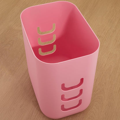 Luup Bathroom Wastebasket, Secure Grocery Bags, Plastic Garbage Container for Vanity, Laundry Room, Kitchen, Office, 2.5 Gallon, Pink, Made in USA