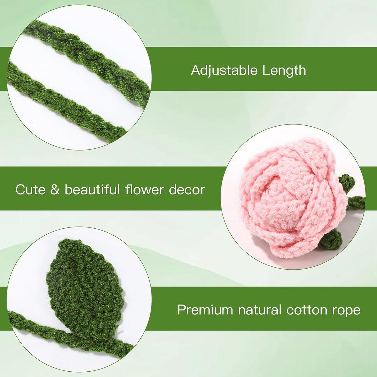 2 Pack Boho Handmade Flower Curtain Tiebacks & Holdbacks - No Drill Cotton Rope Curtain Ties, Drapery Holdback Decorative Pull Backs for Nursery & Bedroom Decor (2, Pink Roses Flowers)