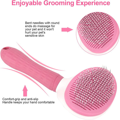 Cat Brush for Shedding, Skin Friendly Self-Clean Dog Slicker Brush