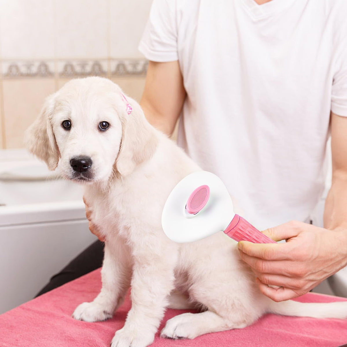Cat Brush for Shedding, Skin Friendly Self-Clean Dog Slicker Brush
