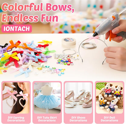 1.57 Inch Mini Light Pink Satin Ribbon Bows for Crafts (50 Packs)