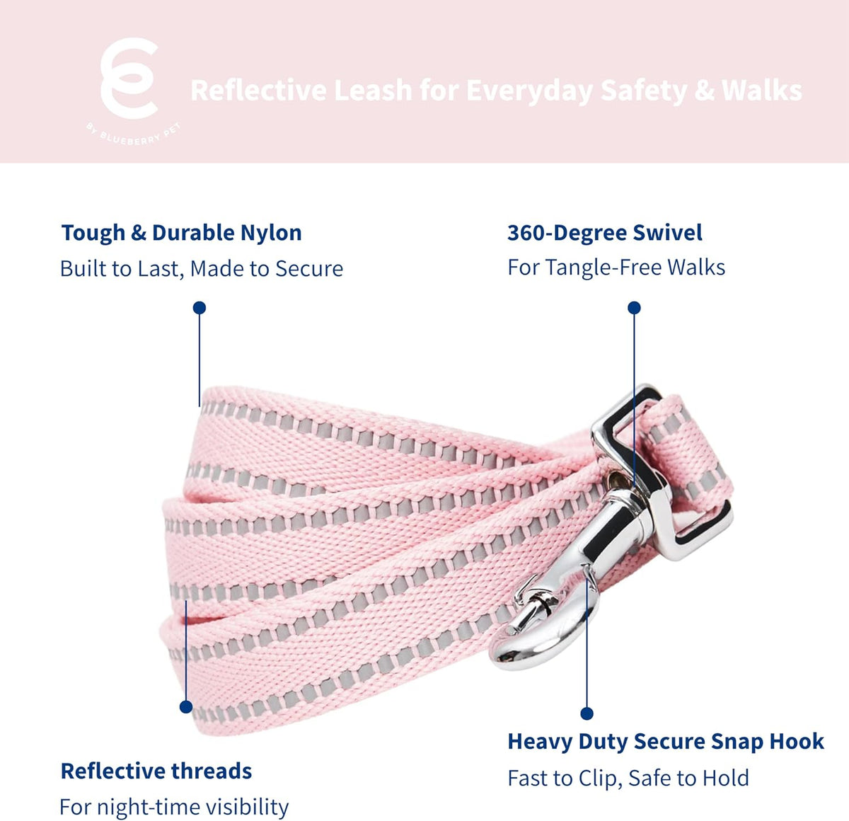 Matching Reflective Harness and Leash Set | Adjustable Pastel Vest with Lead for Dogs – Great Value Gift Set | Adjustable Baby Pink Vest for Small Breeds