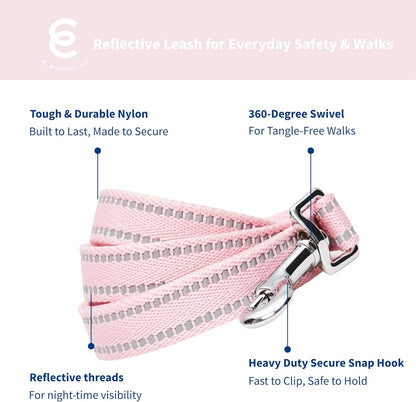 Matching Reflective Harness and Leash Set | Adjustable Pastel Vest with Lead for Dogs – Great Value Gift Set | Adjustable Baby Pink Vest for Small Breeds