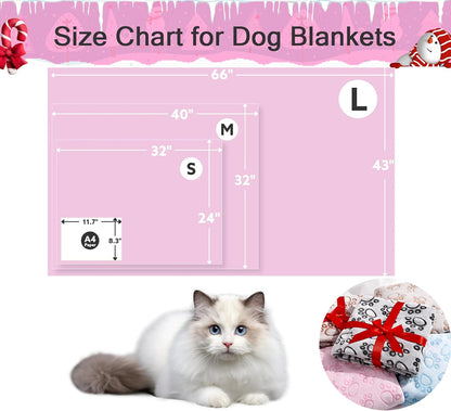 Premium Soft Dog Blanket, with Flannel Pink Cute Paw Print, Cat Blanket Puppy Supplies Dog Products Stuff Essentials(Pink 32x40 inches)