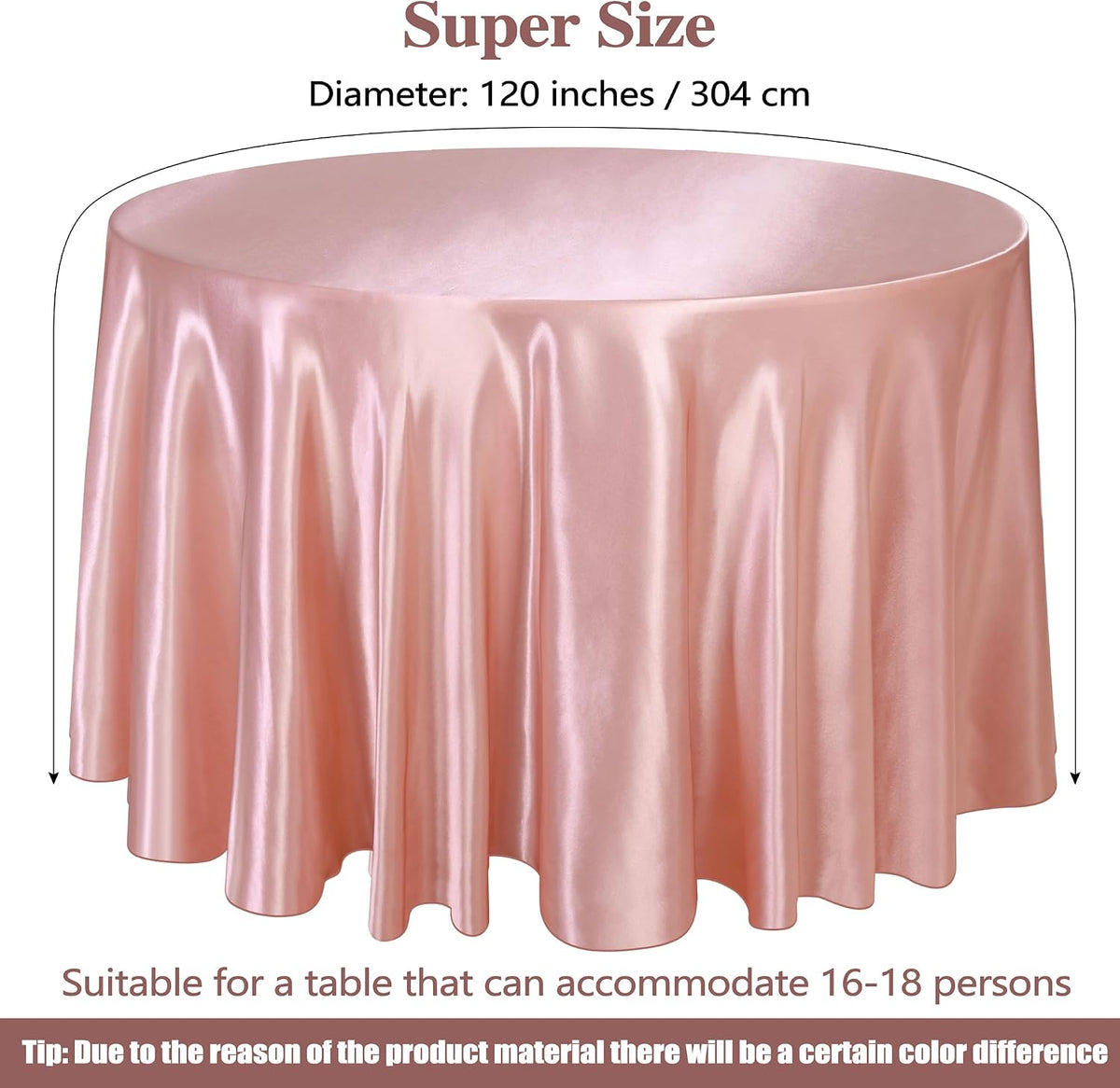 120 Inches Round Satin Tablecloths Rose Gold Overlay Round Satin Table Cover Bright Silk Tablecloth Smooth Fabric Tablecloth for Wedding Banquet Table Decoration